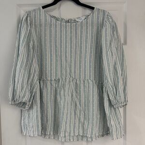 Time and Tru Blue and White Striped Blouse